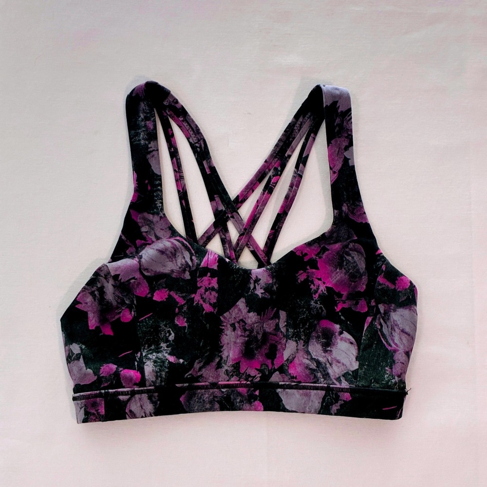 Lululemon Free To Be Serene Sports Bra Light Support 4 Purple Floral YogaGym
